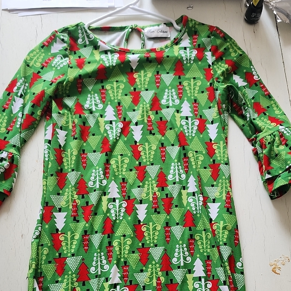 Festive Green and Red Christmas Dress